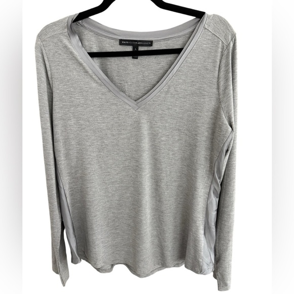 NWOT WHBM Grey Heather long sleeves V-Neck Layering Tee L Dolphin Hem - Picture 7 of 7